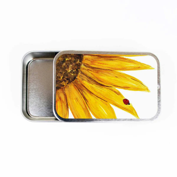 Twice Sheared Sunflower Stitch Marker Storage Tin (small) hinge style