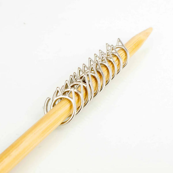Twice Sheared Sheep Silver Cat Simple Stitch Markers (Large)