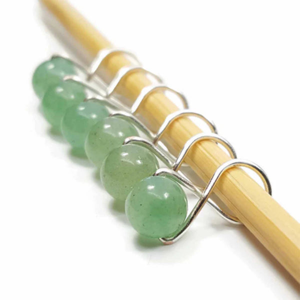 Twice Sheared Sheep Green Aventurine Infinity Ring Stitch Markers (medium)