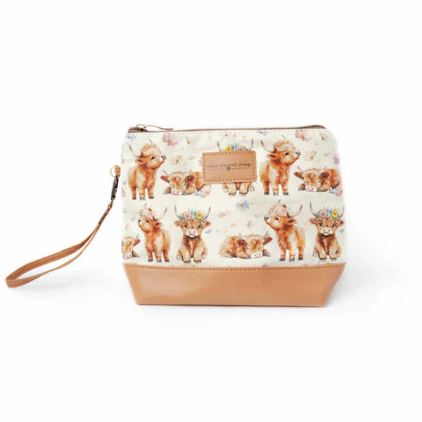 Twice Sheared Sheep Mini Trini Bag  small zippered project bag Highland Cow