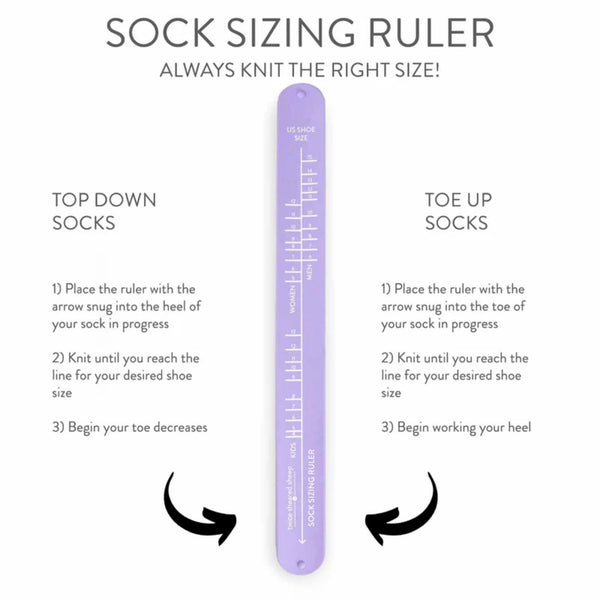 Twice Sheared Sheep Sock Sizing Ruler Lavender