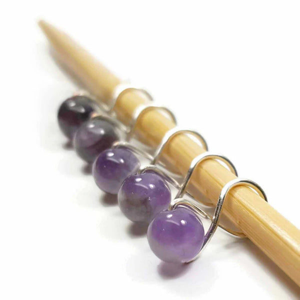 Twice Sheared Sheep Amethyst Melody Ring Removeable Stitch Marker-med