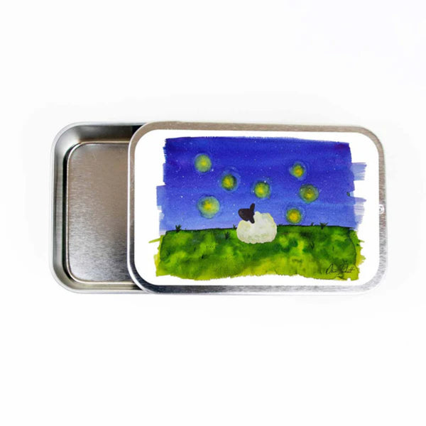 Twice Sheared Firefly Dreams Stitch Marker Storage Tin small