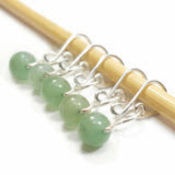 Twice Sheared Sheep Green Aventurine Infinity Ring Stitch Markers (large)