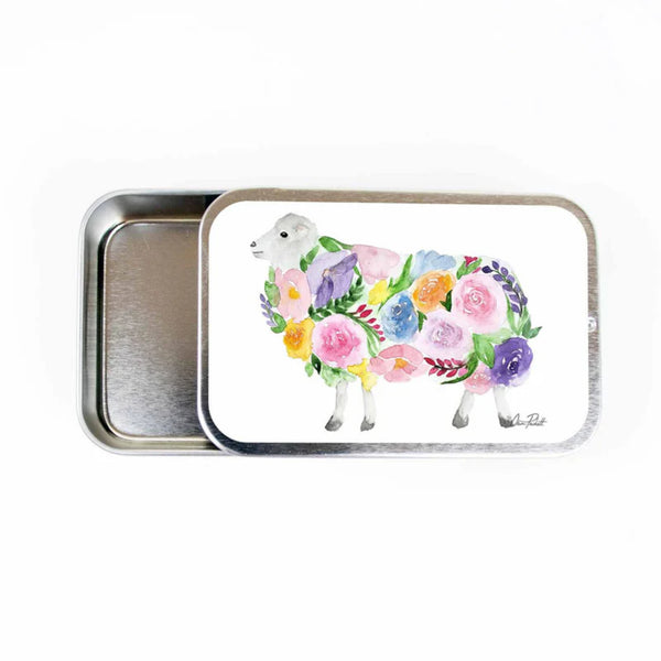Twice Sheared Sheep Floral Sheep Stitch Marker Storage Tin (large)