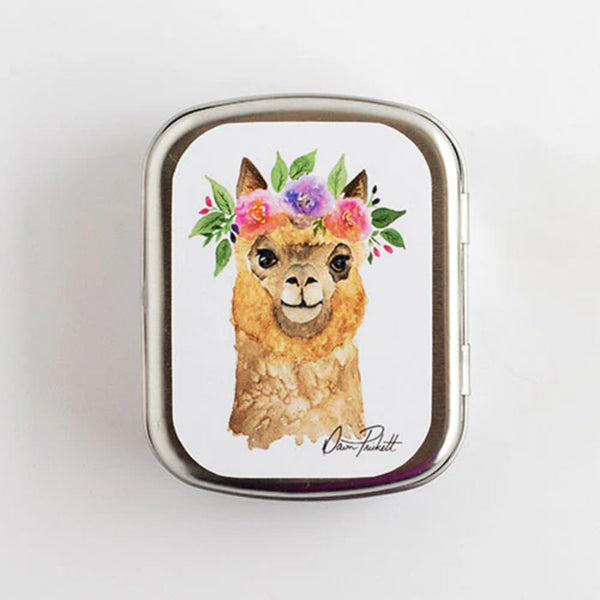 Twice Sheared Sheep Flower Alpaca Stitch Marker Storage Tin (large)