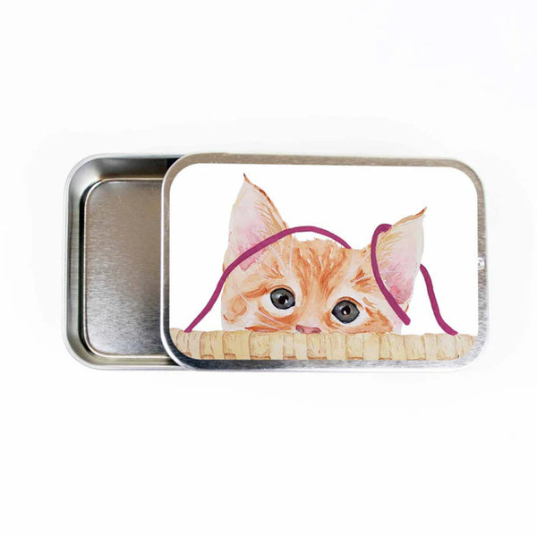 Twice Sheared Sheep Kitten Stitch Marker Storage Tin (small) hinge style